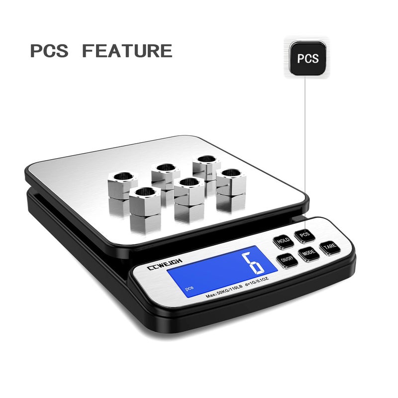 CCWEIGH Digital Shipping Scale 110 lbs x 1g with Hold and Counting Function Mail Scale Postage Scale for Shipping Packages,Postal Scale for Warehouses, Homes, Offices, and Courier Companies - Image 5